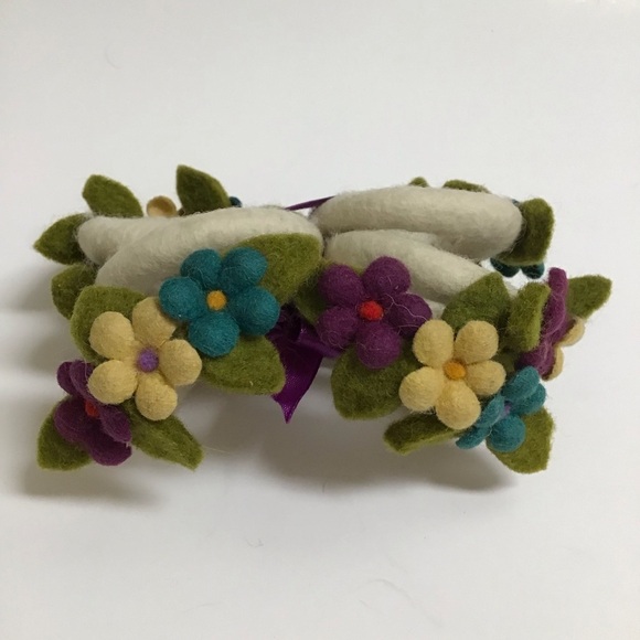 Napkin Rings SET OF 6 Holders Artisan Handmade Boiled Wool Felt African Violets - Picture 8 of 8